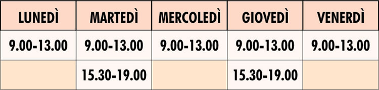 Orario di apertura al pubblico